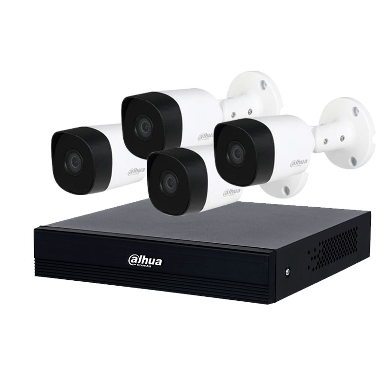 Kit Dahua XVR1B04-I/T con 4 cámaras 720p detección inteligente