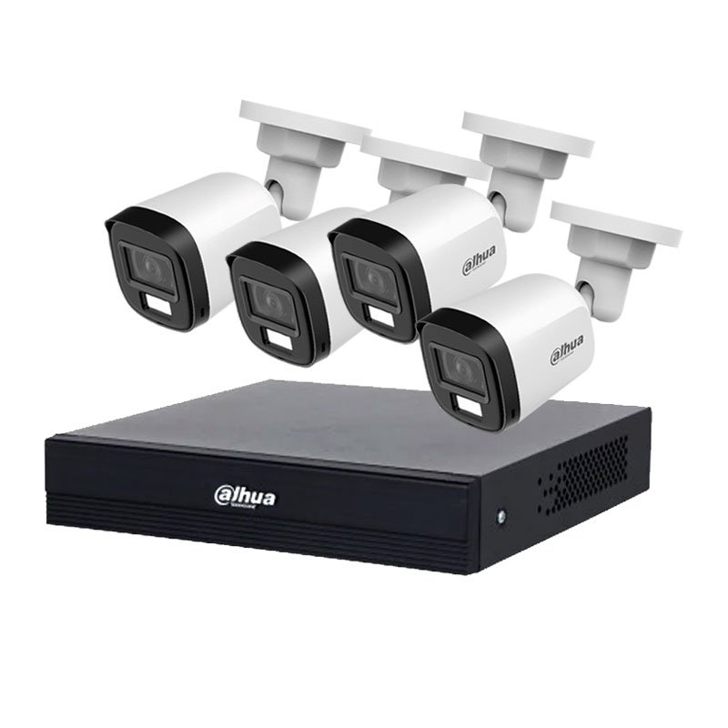 Kit Dahua XVR1B04-I/T con 4 cámaras 2MP audio bidireccional