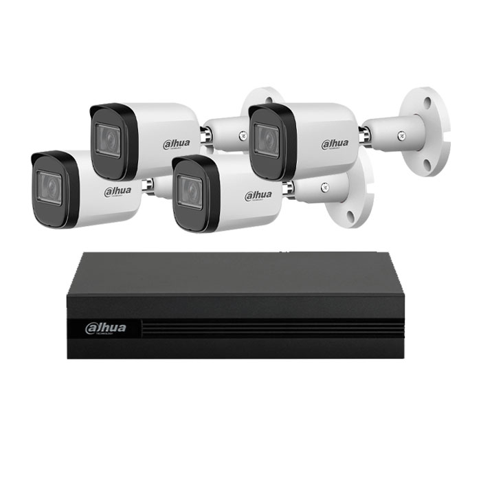 Kit Dahua XVR5104HS con 4 cámaras 5MP y reconocimiento facial