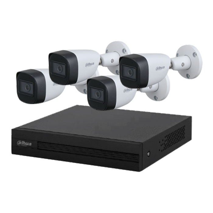 Kit Dahua XVR5104HS con 4 cámaras 5MP WizSense